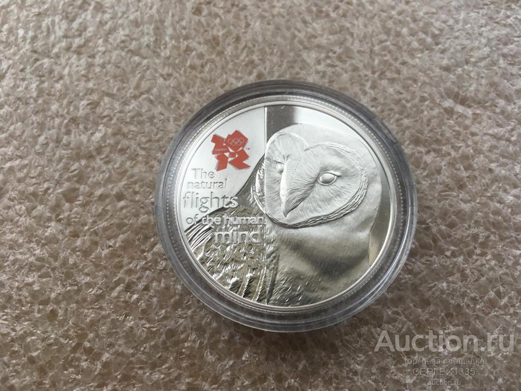 Великобритания 5 фунтов 2010 Сова птица Британская фауна Олимпиада Лондон 2012 СЕРЕБРО