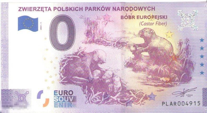 Банкнота 0 Евро Zwierzęta Polskich Parków Narodowych PLAR-2021-1 