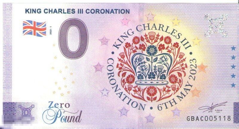 Банкнота 0 Евро King Charles III coronation GBAC-2023-1 