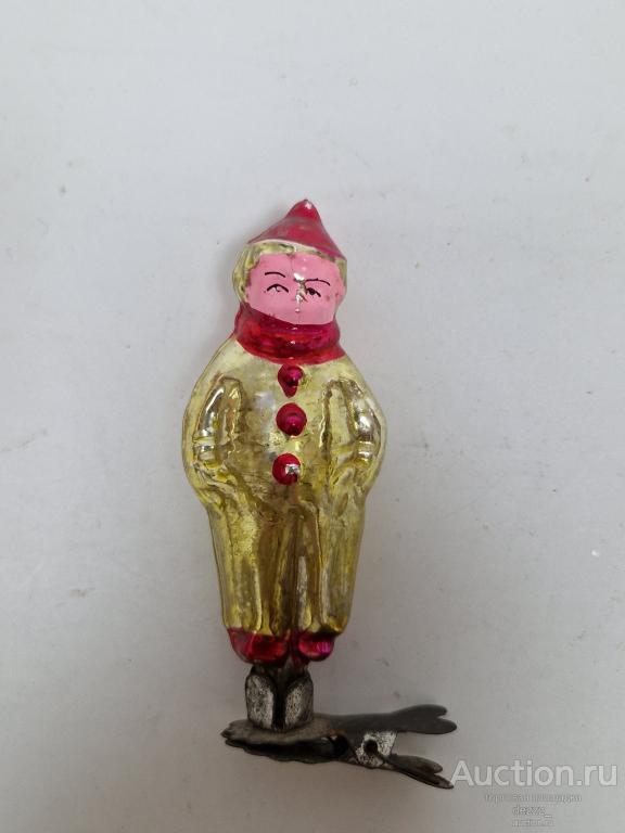 Елочная игрушка СССР. МАЛЬЧИК в Костюме Клоуна. Стекло. Каталог