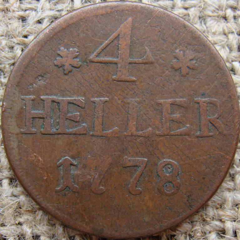 Гессен-Кассель ландграфство 4 геллера 1778 год