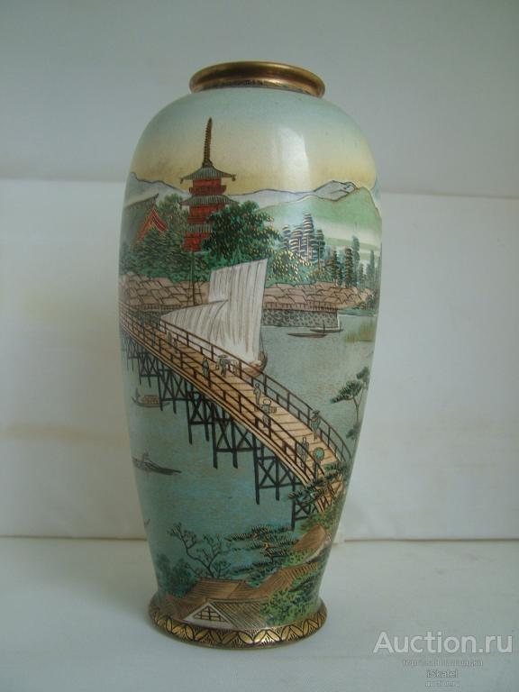 ваза 花瓶 瓷器 Япония. Сацума (Satsuma). ジャノニア薩摩 ЭПОХА МЭЙДЗИ 1868-1912