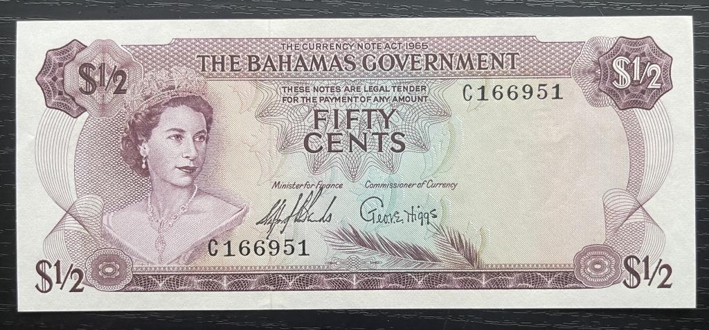 1/2 доллара 50 центов Багамы 1965 UNC