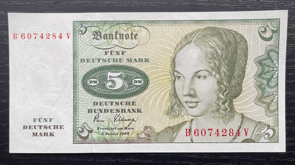 5 марок Германия ФРГ 1980 UNC