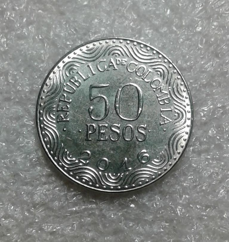 50 песо 2016 года. Колумбия. Южная Америка. UNC.
