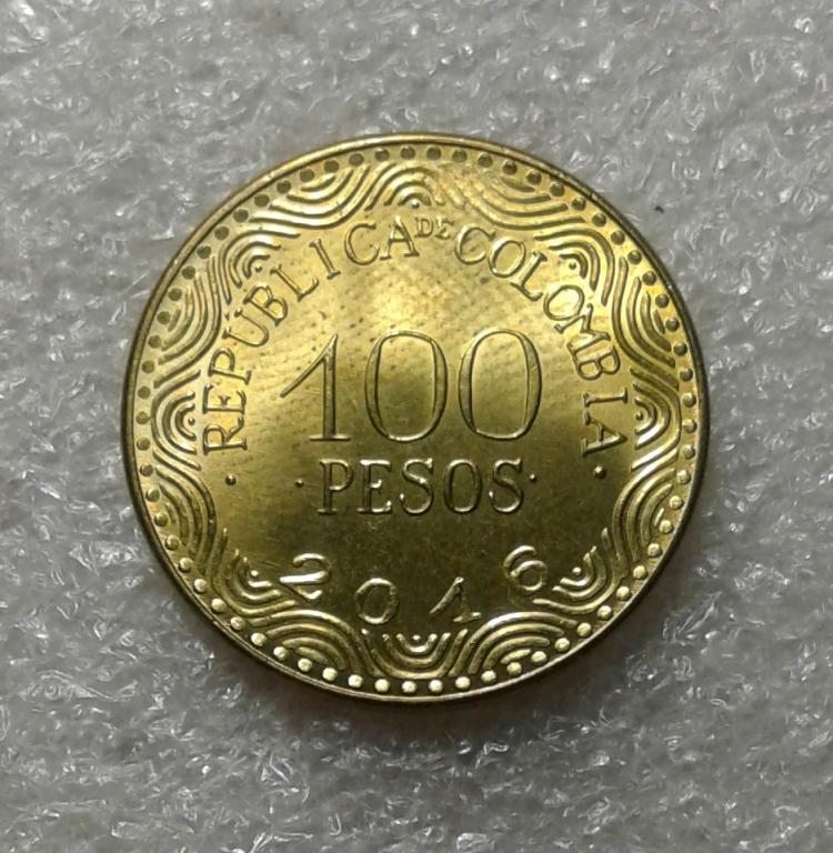 100 песо 2016 года. Колумбия. Южная Америка. UNC.