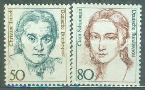 ФРГ 1986 г. серия (1) Выдающиеся женщины Германии Кристина Тейх, Клара Шуман негашеная**