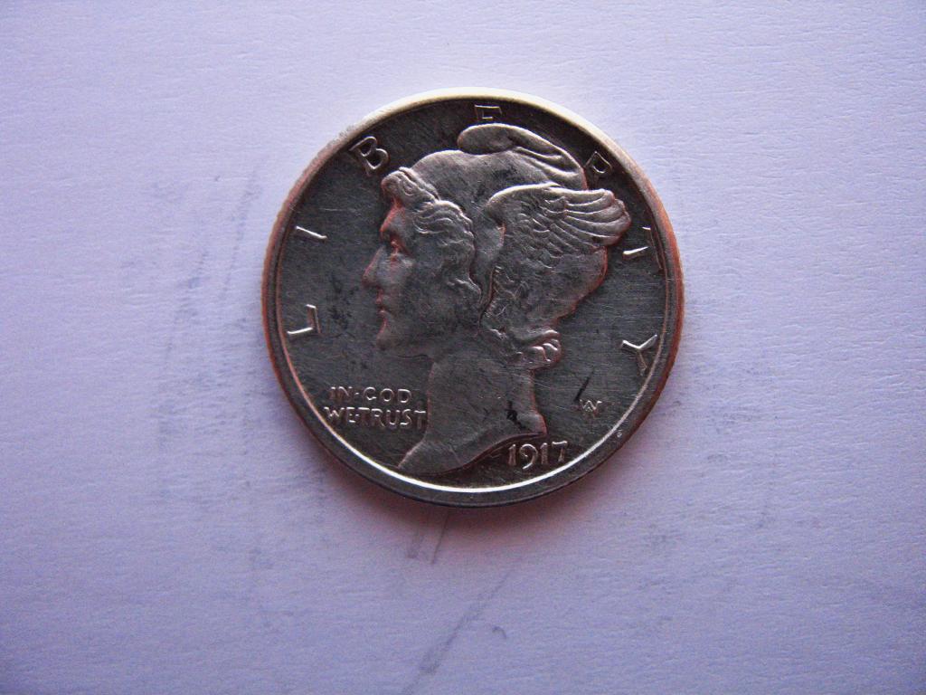 10 центов 1917 года S США в коллекционном состоянии