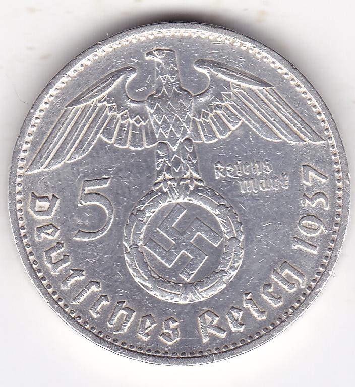 Германия 5 марок 1937 F