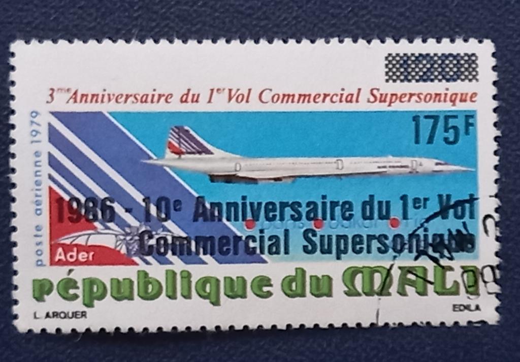Мали 1986 год  10-я Годовщина первого коммерческого полета Конкорда  Авиация  Гаш