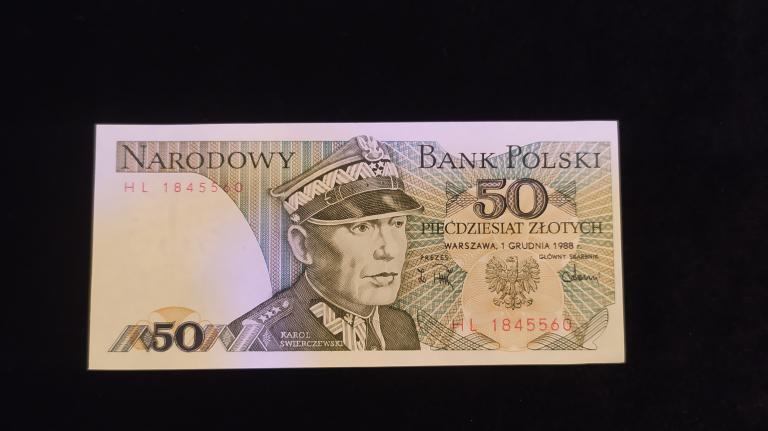 Банкнота Польша 50 злотых 1988 года UNC