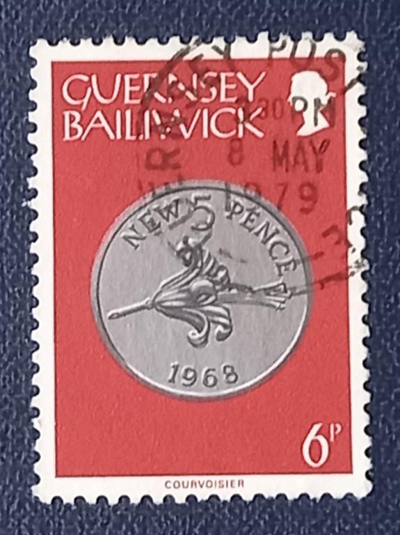 Гернси 1979 год  Монета пять новых пенсов, 1968 г. Гаш