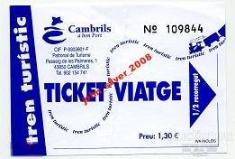 билет ИСПАНИЯ SPAIN CAMBRILS туристический поезд