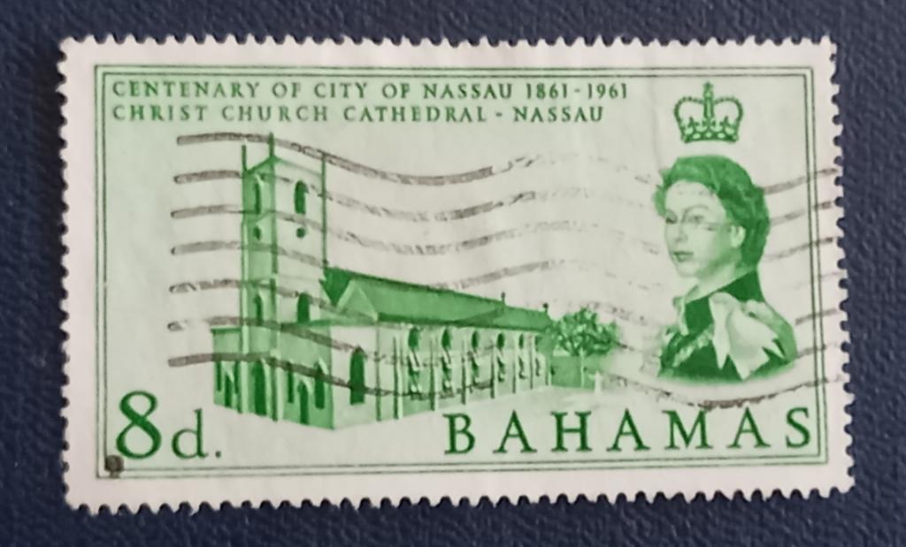 Багамские острова 1962 год Столетие Нассау Христьянский Храм - Королева Елизавета II Гаш