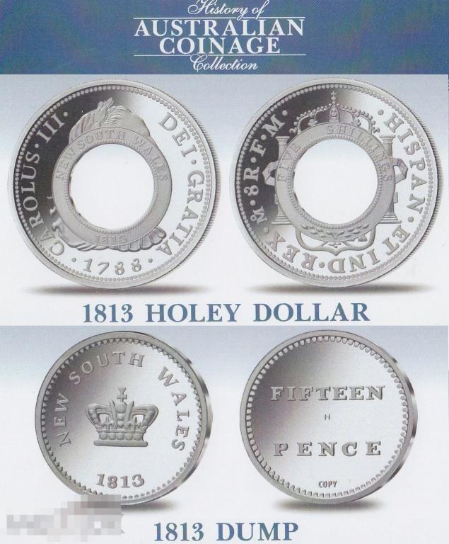 * Австралия монетовидный жетон 1813 Holey Dollar &amp; Dump * Покрыт серебром * Сертификаты 