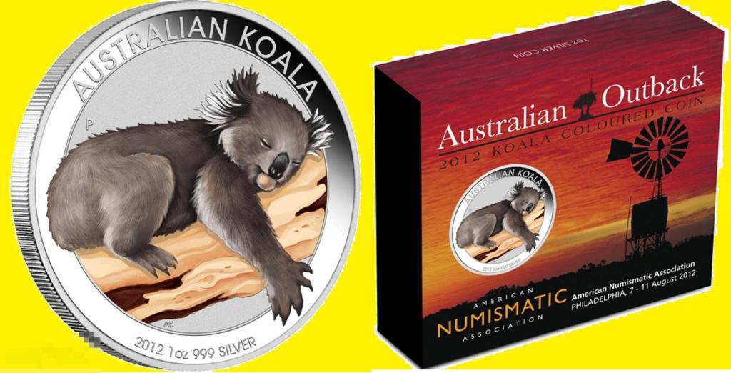 * Австралия 1 доллар 2012 Медведь * Коала * Цветная эмаль * Серебро * Сертификат # 0004 !!!