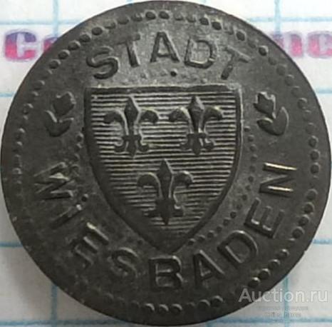 Coins Home без даты  WEISBADEN 10 pfennig НОТГЕЛЬД жетон Германия Lot#MIS7