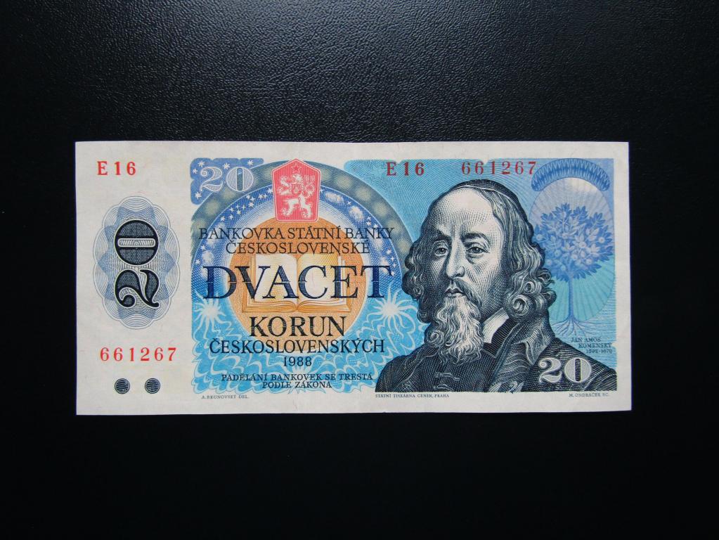 Чехословакия - 20 крон 1988г. XF. Серия Е16.