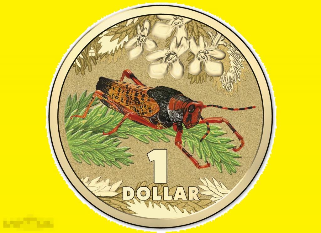 * Австралия 1 доллар 2014 Серия "Яркие жучки" (Bright Bugs) * Кузнечик * Эмаль * Карточка