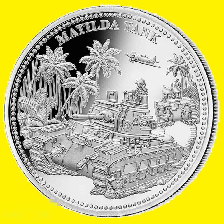 * Австралия монетовидный жетон * Matilda Tank * Война WWII Танк * Самолет * Серебро 