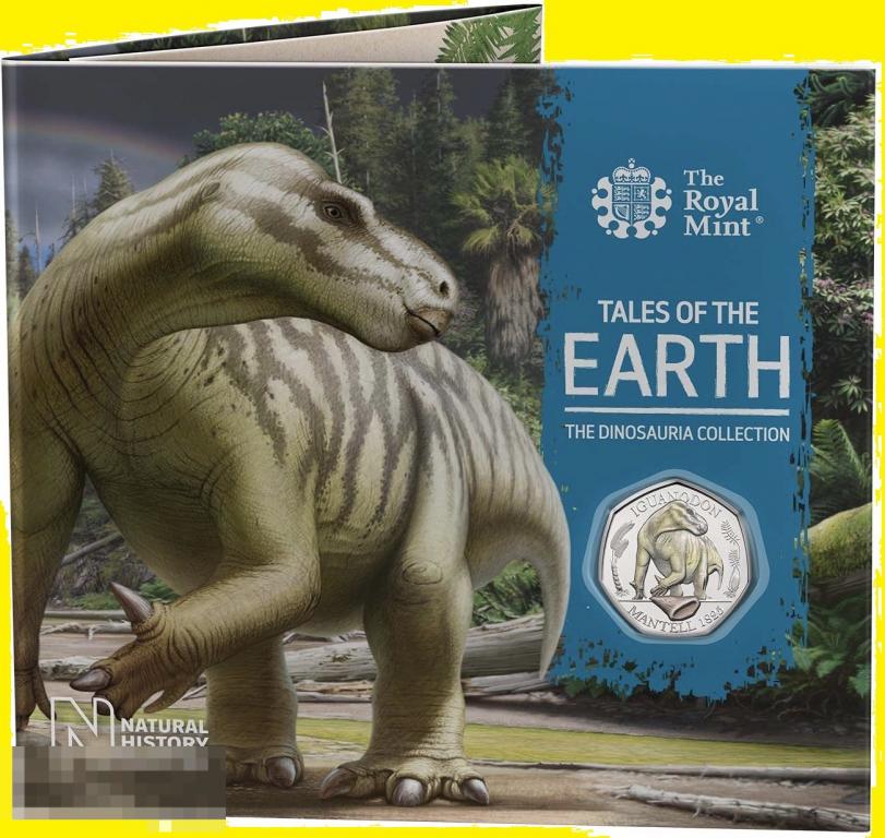 * Великобритания 50 пенсов 2020 Iguanodon * Игуанодон * Динозавр * Цветная эмаль 