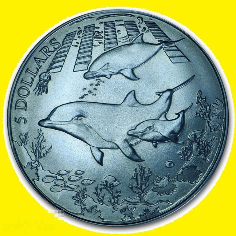 * Британские Виргинские острова 5 долларов 2014 Дельфин * Титан * Пруф * Коробка