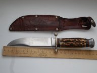 Нож-никер охотника, егеря, SOLINGEN, 1970- 1980 годы, Германия, рог животного, клеймо (оригинал)- 6