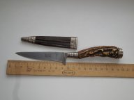 Нож-никер охотника, егеря, SOLINGEN, 1960- 1970 годы, Германия, рог животного, клеймо (оригинал)- 4