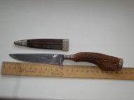 Нож-никер охотника, егеря, SOLINGEN, 1970- 1980 годы, Германия, рог животного, клеймо (оригинал)- 5