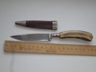 Нож-никер охотника, егеря, SOLINGEN, 1970- 1980 годы, Германия, рог животного, клеймо (оригинал)- 2
