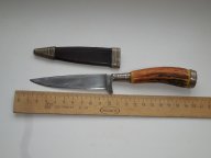 Нож-никер охотника, егеря, клеймо PUMA SOLINGEN, 1970- 1980 гг, Германия, рог животного (оригинал)