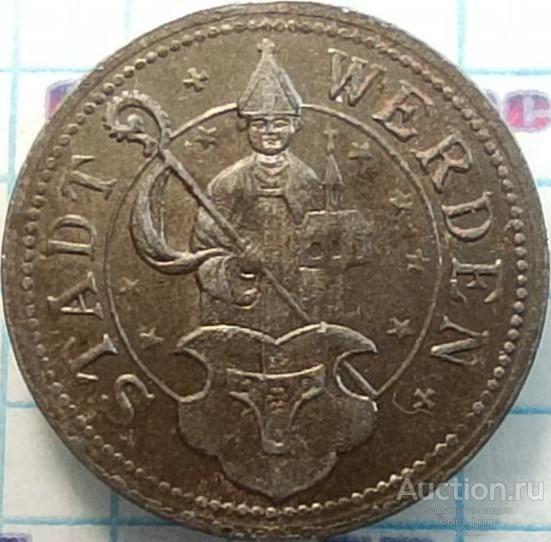 Coins Home без даты WERDEN 10 pfennig НОТГЕЛЬД жетон Германия Lot#MIS13