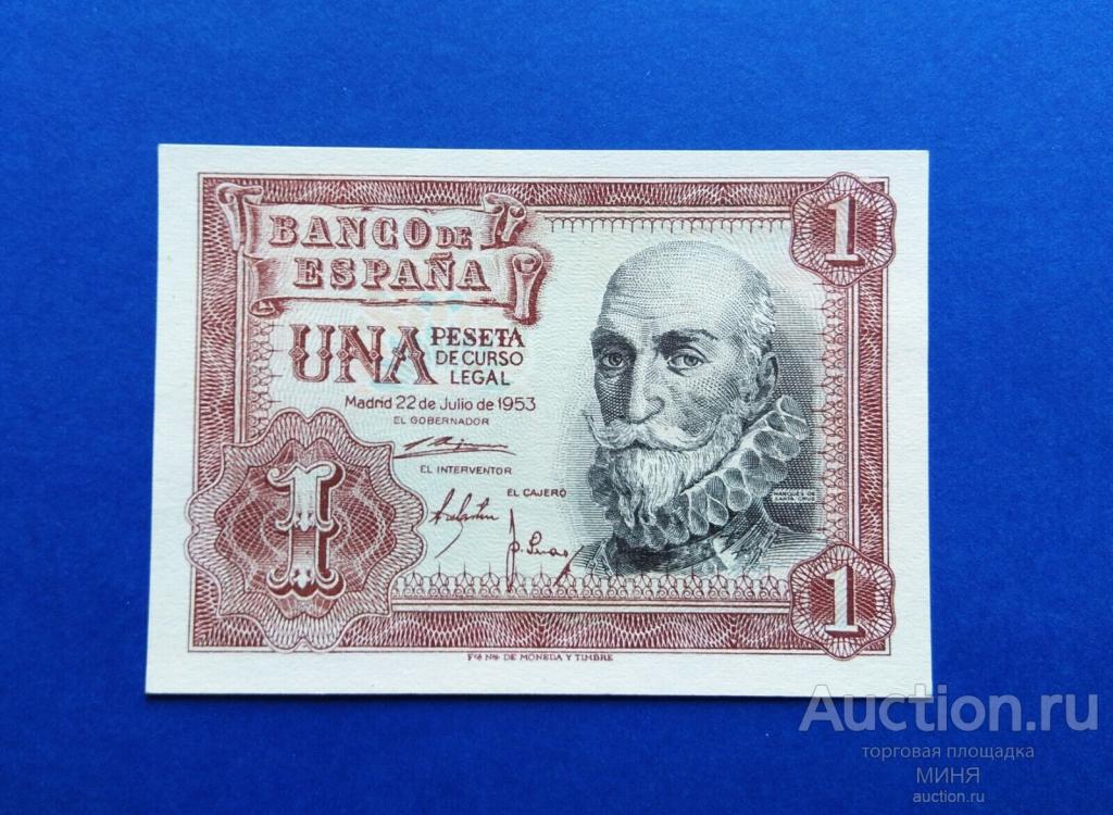 Испания 1 песета 1953 года UNC