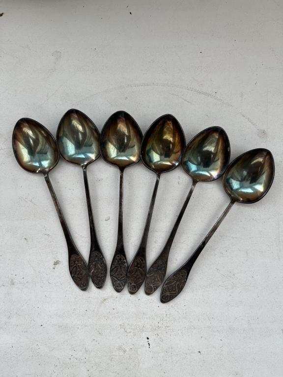 Набор 6 штук кофейных ложек. Элегантный. Мельхиор.