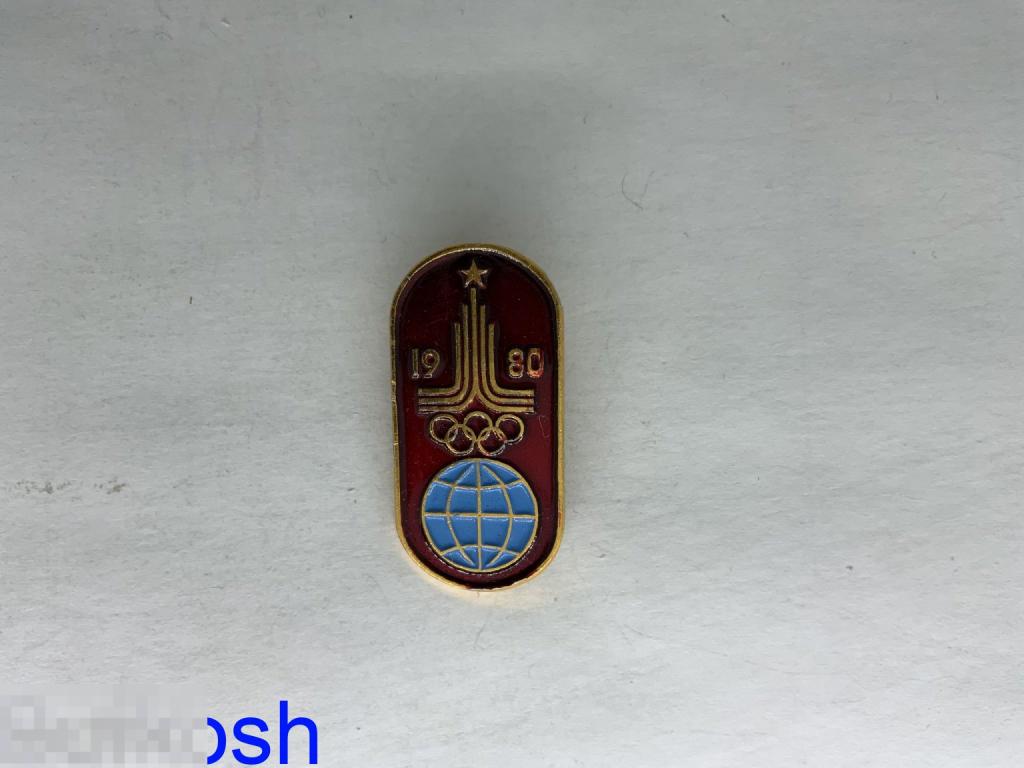 ЗНАЧОК СССР ОЛИМПИАДА 1980 эмблема глобус