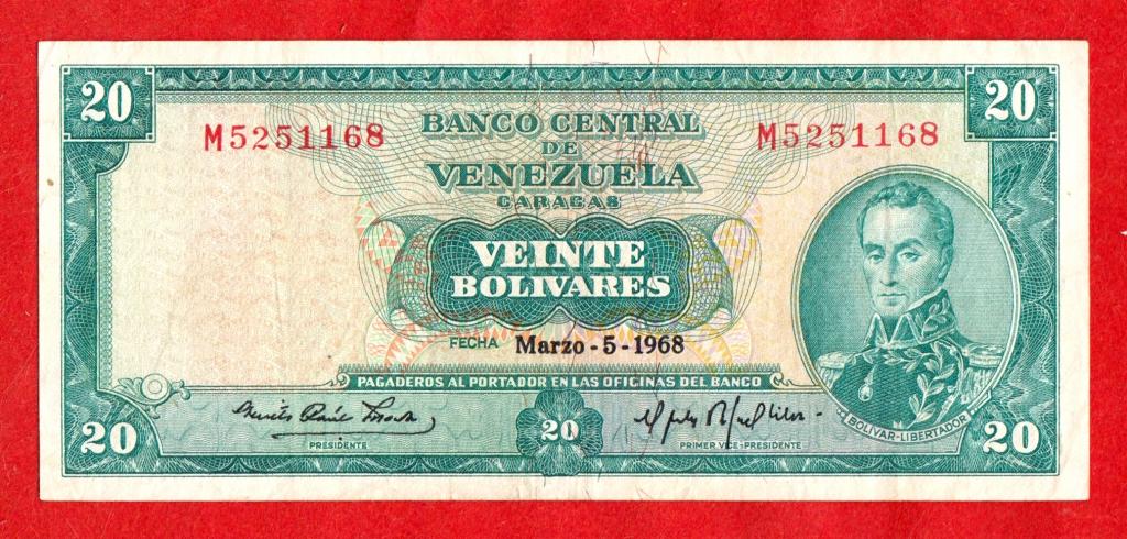 Венесуэла, 20 боливаров, 1968, VF+, M 5251168, РЕДКИЕ