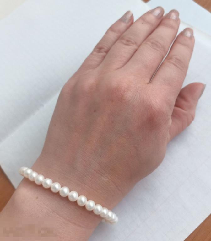 Браслет из белого натурального жемчуга застежка золото