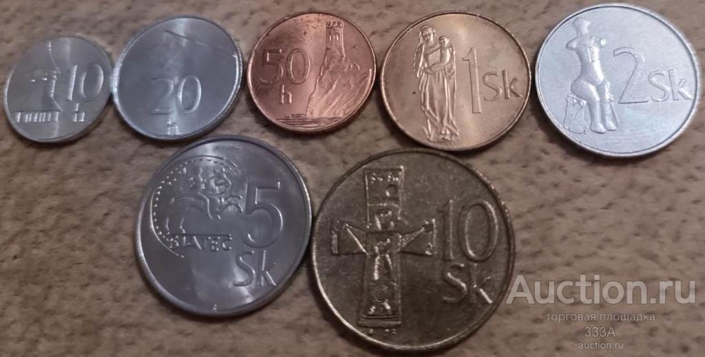 Набор из 7 монет Словакии 2001-2007 г.