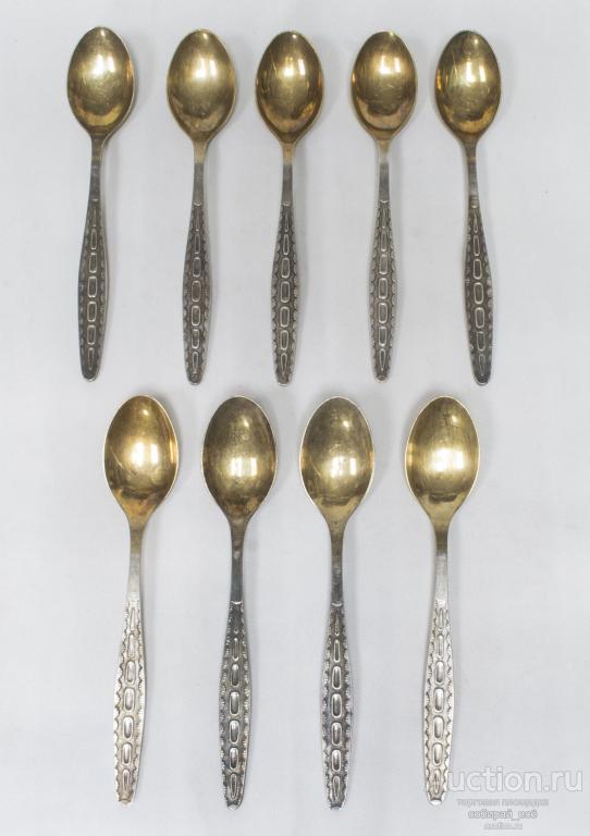 Набор Ложки чайные 9 шт, мельхиор, мнц, длина 14 см (34)