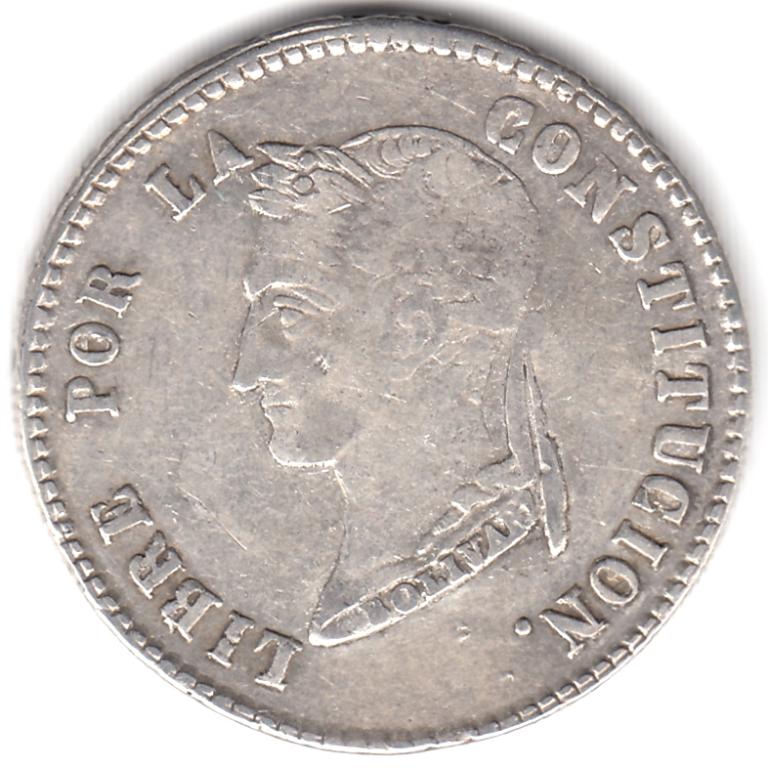 Боливия - 4 суэльдо (соль) 1853 PTS МJ - Серебро, Редкая, Отличная