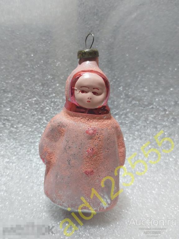 Елочная новогодняя игрушка стекло СССР ребёнок в шубе шубке 