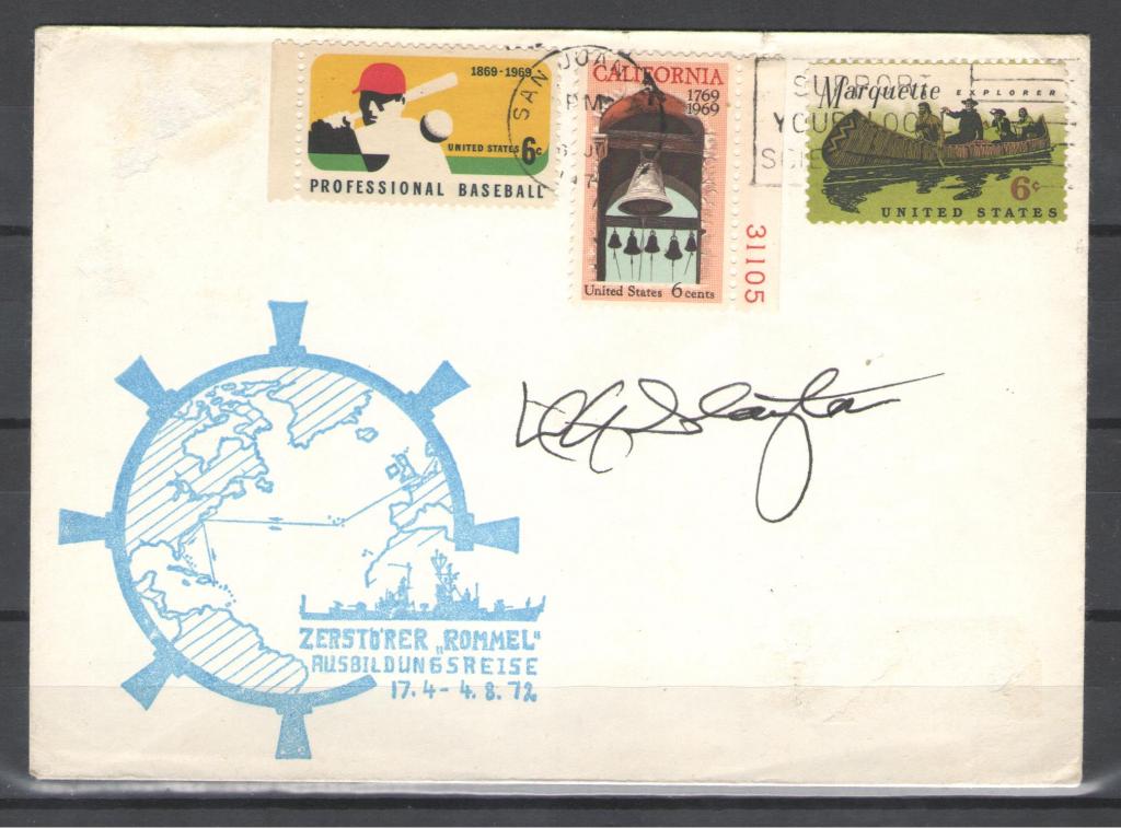 США 1972г. Корабль. Конверт прошедший почту.