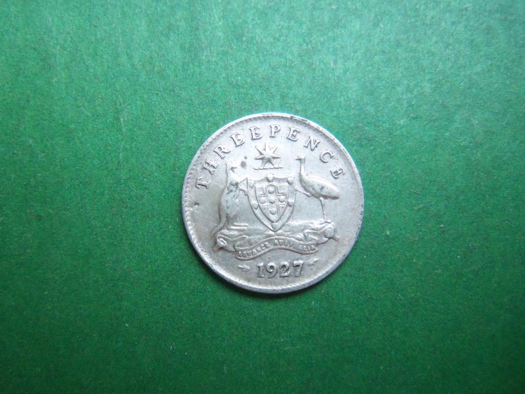 Австралия 3 пенса 1927 г.,Георг V, серебро.