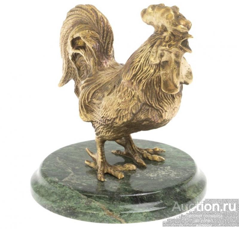 Статуэтка из бронзы ПЕТУШОК на подставке из змеевика AZY-127006