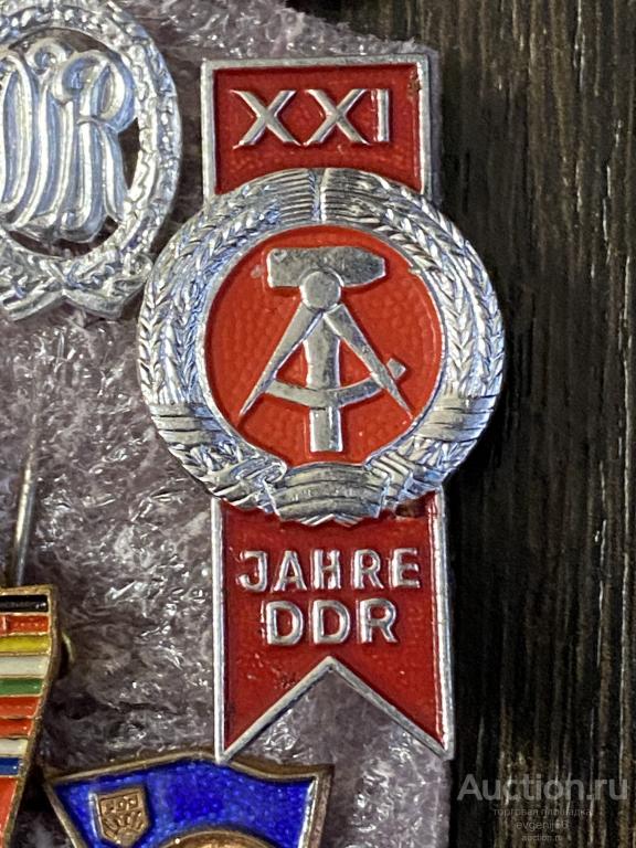 Знак. Значок XXI DDR 21 лет ОБРАЗОВАНИЕ ГДР ГЕРМАНИЯ ГЕРБ СУПЕР РЕДКИЙ RRR