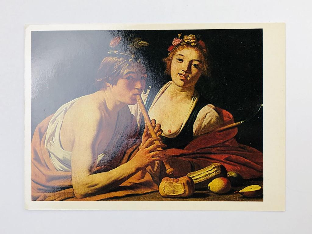 Герард фан Хонтхорст. Пастух и пастушка. Открытка. 1978. Аврора