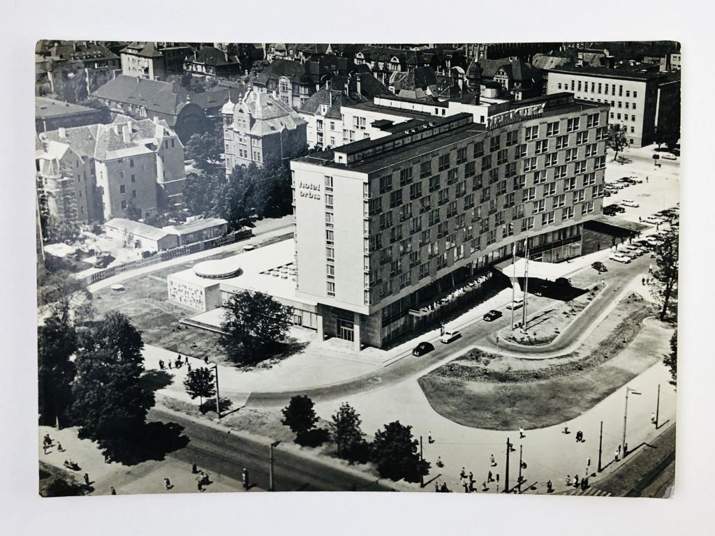 Познань. Гостиница Меркурий с птичьего полета. Открытка. 1964. Ruch