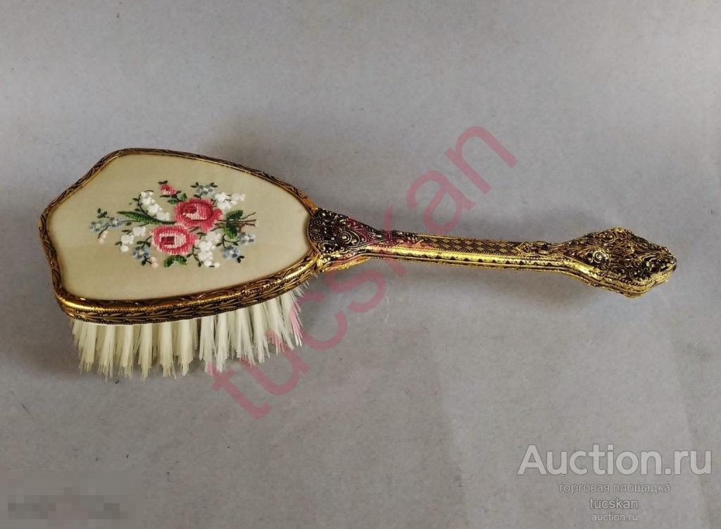 Щетка одежная для одежды, латунь, вышивка, Англия (Великобритания) 1920-40-е года №2 