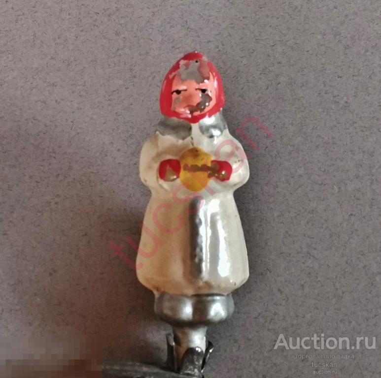 Елочная игрушка стекло фигурка на прищепке мини Девочка 