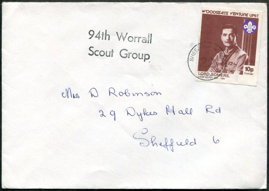 СКАУТИЗМ Великобритания 1984 Sheffield Woodseats (S.Yorkshire) локал частная почта скаутов Рождество